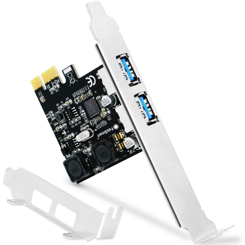 FebSmart 2-Ports Superspeed 5Gbps USB 3.0 PCI Express Expansion Card for Windows, MAC OS X and Linux Desktop PCs, Built in Self-Powered Technology, No Need Additional Power Supply (FS-U2S-Pro) - Image 1